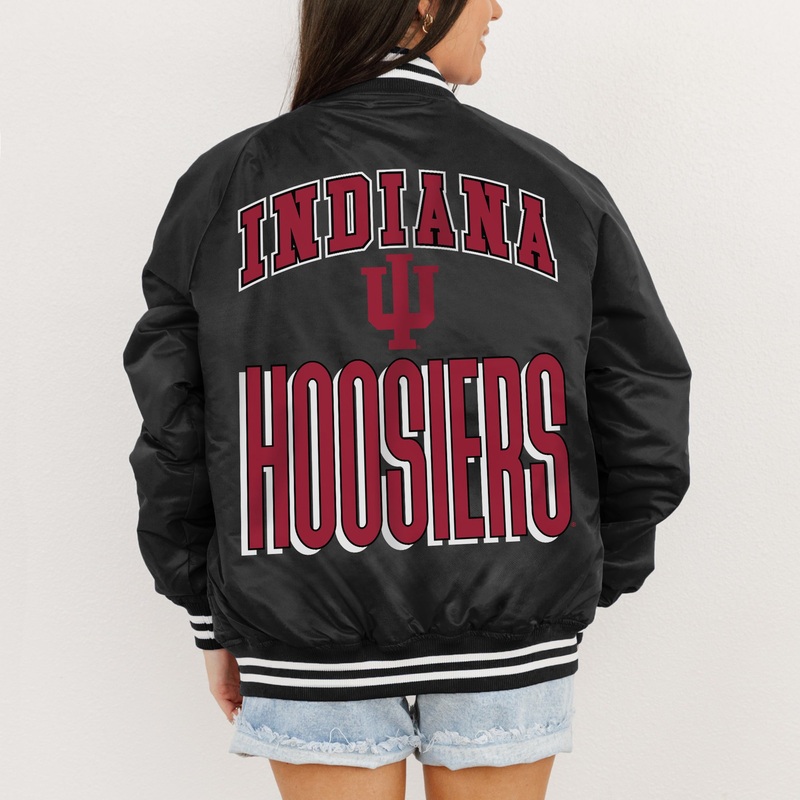 INDIANA HOOSIERS FIERCE FOCUS SPORT STRIPE VARSITY JACKET