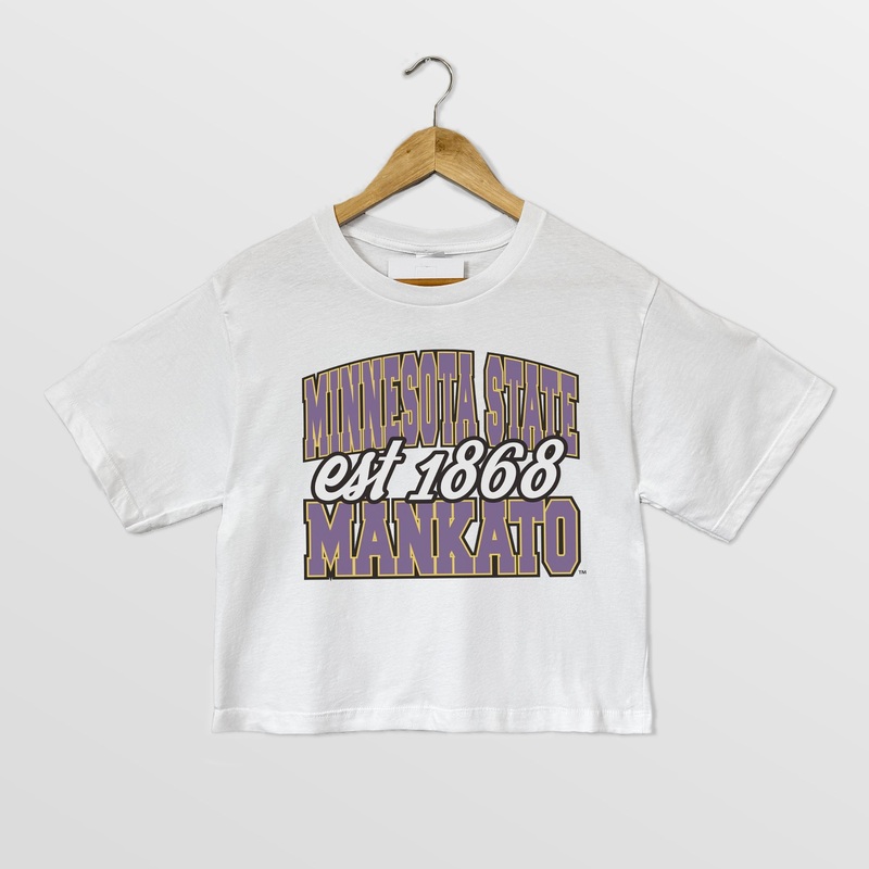 MINNESOTA STATE MANKATO MAVERICKS DEEP ROOTS BOXY FIT WOMEN’S CROPPED TEE