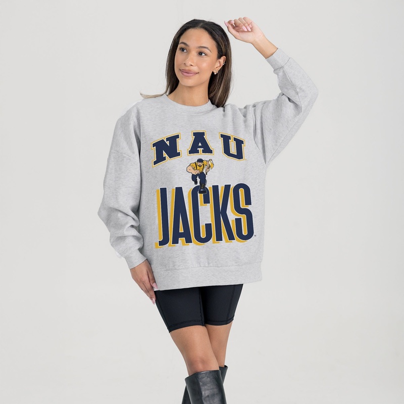 NORTHERN ARIZONA LUMBERJACKS FIERCE FOCUS PREMIUM FLEECE DROP SHOULDER CREWNECK PULLOVER