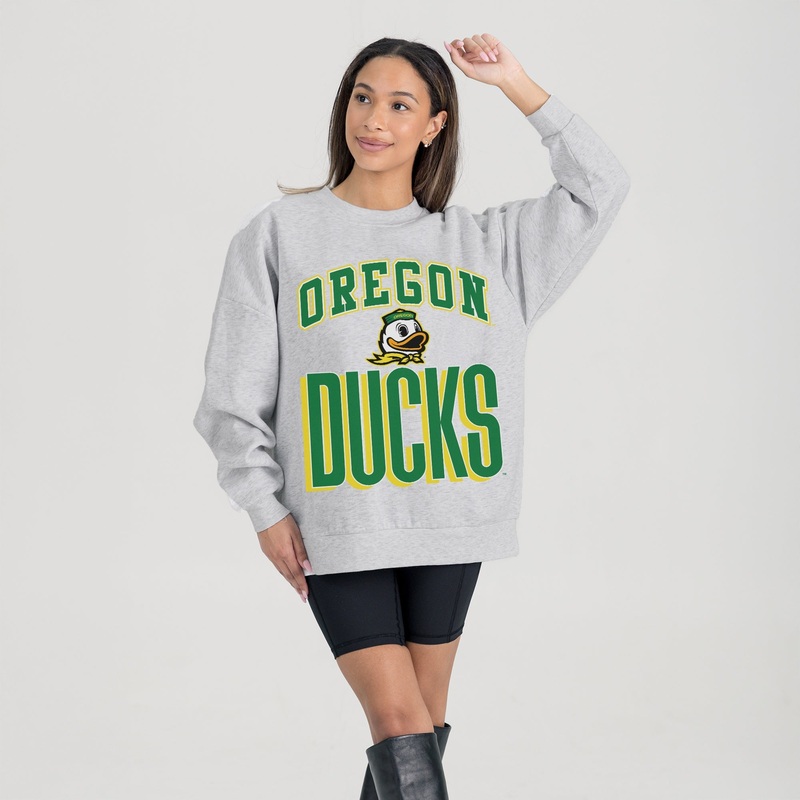 OREGON DUCKS FIERCE FOCUS PREMIUM FLEECE DROP SHOULDER CREWNECK PULLOVER