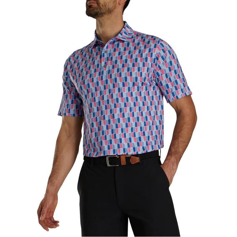 FootJoy Painted Tile Lisle Self Collar Golf Polo