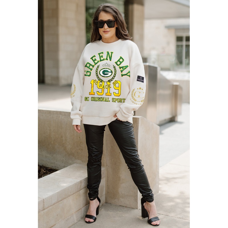 GREEN BAY PACKERS Gameday Slay Fleece Drop-Shoulder Crewneck