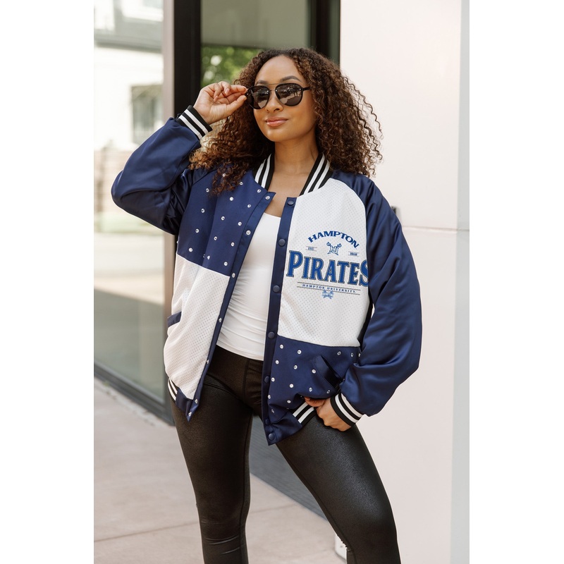 HAMPTON PIRATES INNER DRIVE THROWBACK VARSITY BOMBER JACKET