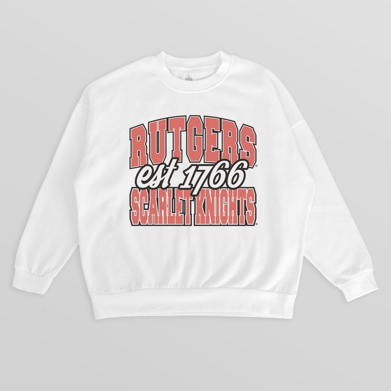 RUTGERS SCARLET KNIGHTS FADED FORMATION PREMIUM FLEECE DROP SHOULDER CREWNECK PULLOVER