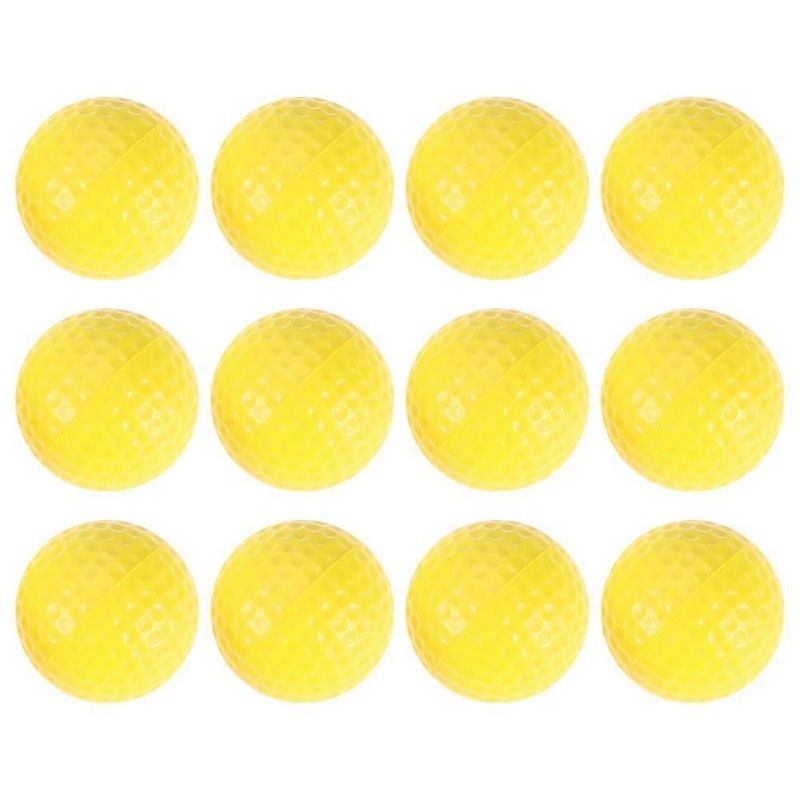 12pcs Professional Golfing Practice Balls Indoor Training Golfs Balls (Yellow)