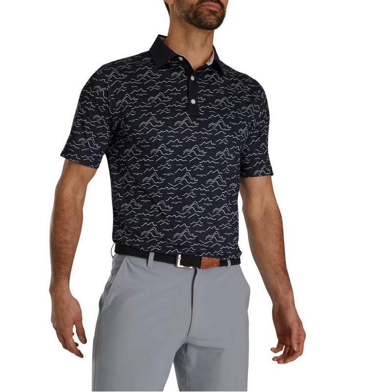 FootJoy Wave Print Lisle Self Collar Polo