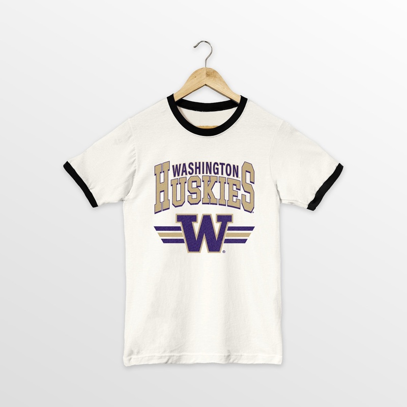 WASHINGTON HUSKIES SWIFT STRIKE VINTAGE RINGER TEE