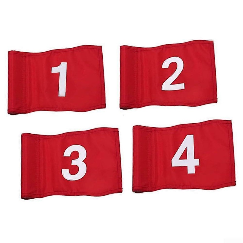 15x23cm Golf Flags Set of 4, Portable Nylon Green Training Flags for Backyard Golf Practice with Numbered Pins
