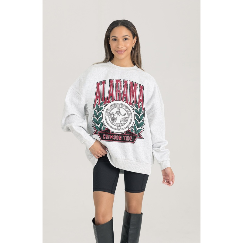 ALABAMA CRIMSON TIDE HERITAGE PREMIUM FLEECE DROP SHOULDER CREWNECK PULLOVER