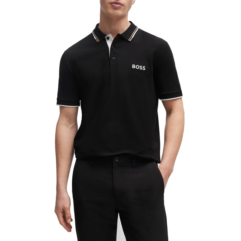 BOSS Paddy Pro Golf Polo Shirt – Black/Orange