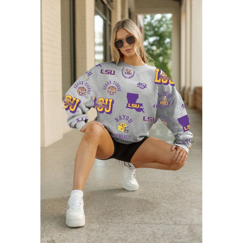 LSU TIGERS ALWAYS ON REPEAT PREMIUM FLEECE CREW SWEATSHIRT