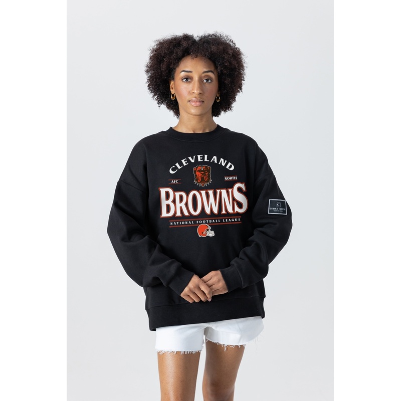 CLEVELAND BROWNS Players Only Fleece Drop-Shoulder Crew