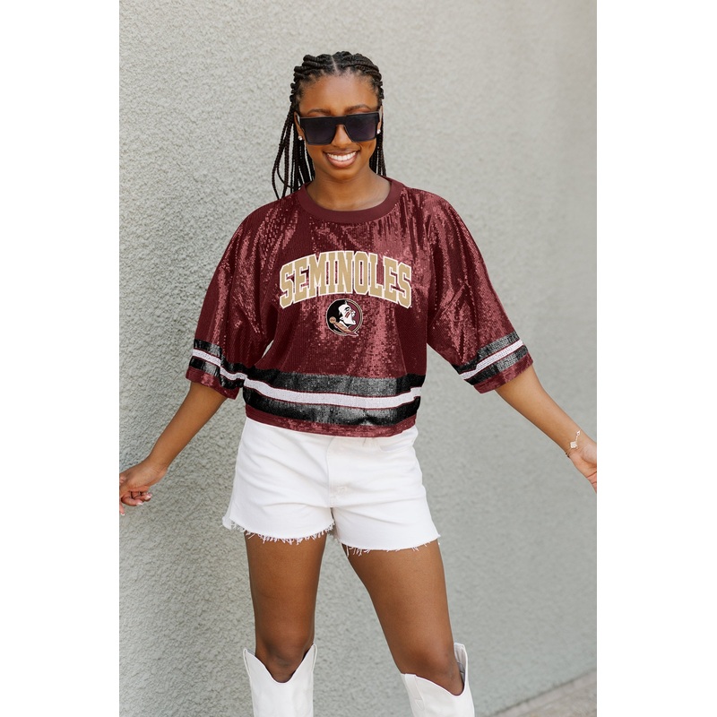 FLORIDA STATE SEMINOLES Own The Game Sequined Cropped Jersey