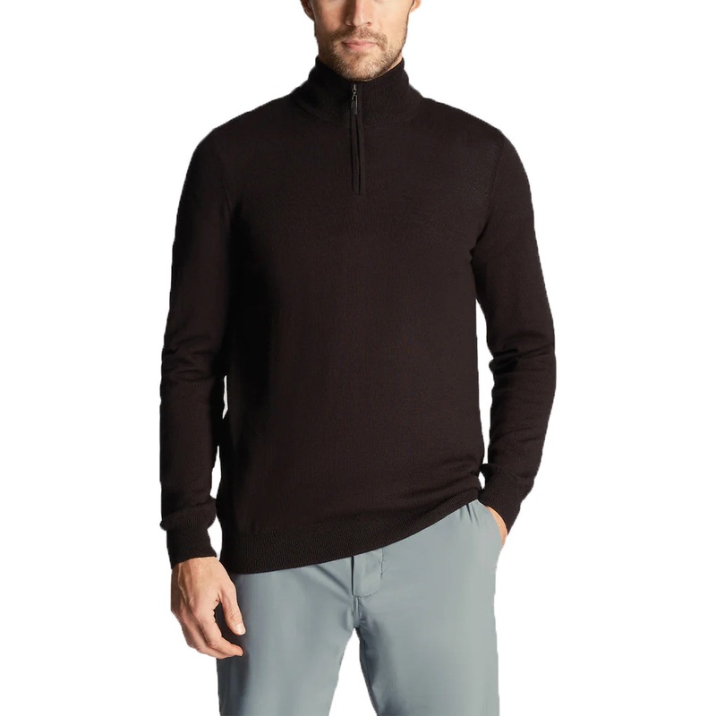 Lyle & Scott Tonal Eagle Merino 1/4 Zip Pullover – Jet Black