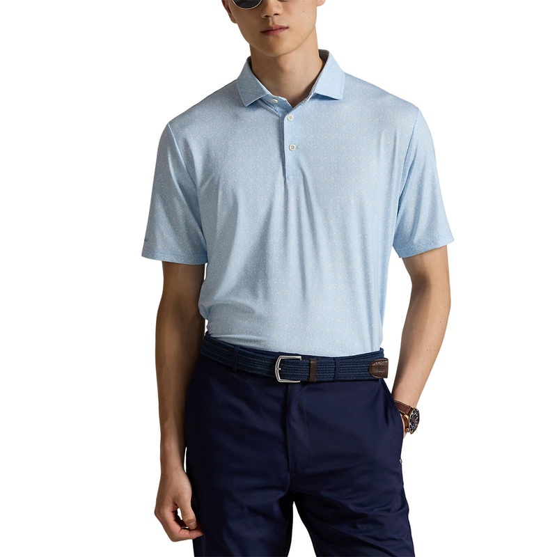 RLX Ralph Lauren Printed Lightweight Airflow Golf Polo Shirt – Office Blue Wedge Floral