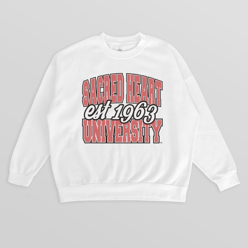 SACRED HEART PIONEERS FADED FORMATION PREMIUM FLEECE DROP SHOULDER CREWNECK PULLOVER