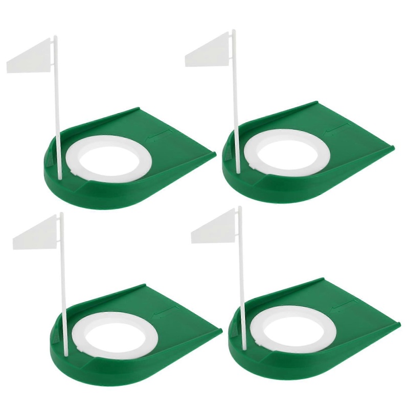 Golf Putting Cups With Flags Plastic Training Set For Indoor Outdoor Practice In Garage Or Office 4Pack