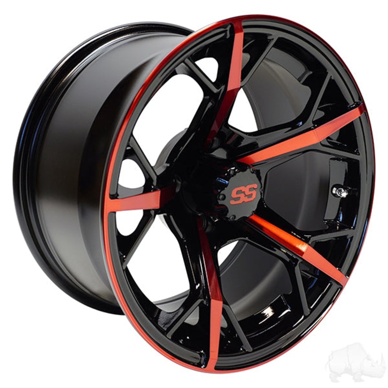 RHOX RX400, Gloss Black with Red, 14×7 ET-25