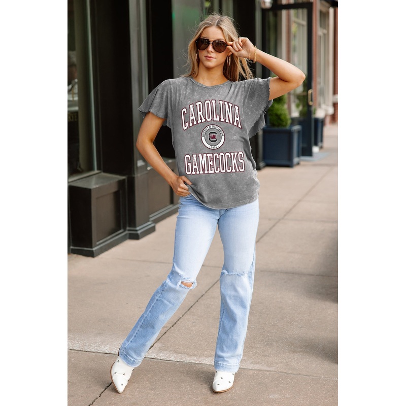 SOUTH CAROLINA GAMECOCKS VICTORY MODE FLUTTER SLEEVE TEE IN GREY