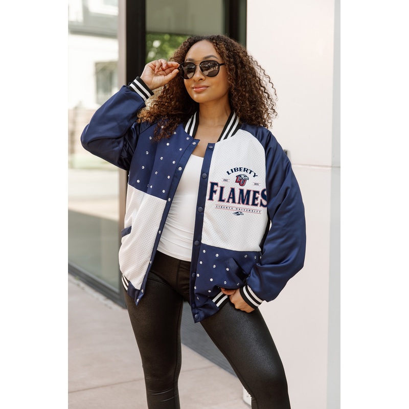 LIBERTY FLAMES INNER DRIVE THROWBACK VARSITY BOMBER JACKET