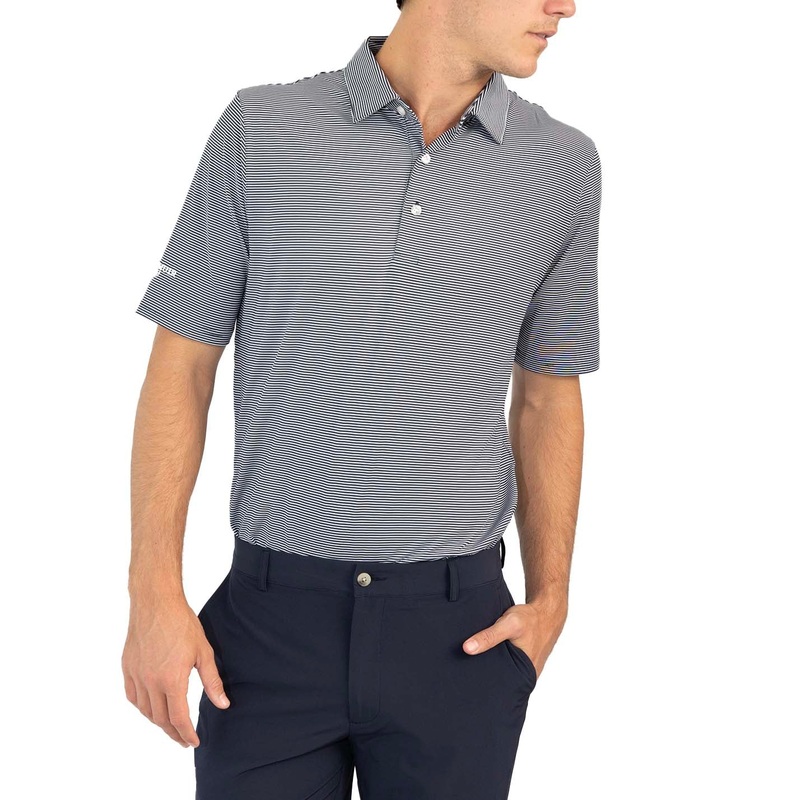 Glenmuir Torrence Micro Stripe Performance Golf Shirt – Navy/ White