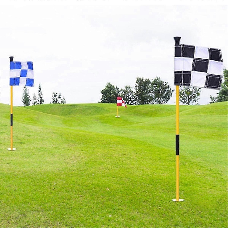 Colorful Golf Green Flag with Red & White Two-Section Checkered Design – Eye-Catching Course Marker for Golf Lovers