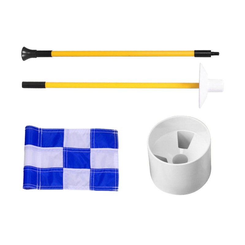 Golf Putting Green Flag and Hole Cup Golfing Portable Golf Flag Hole Cup Set Blue White