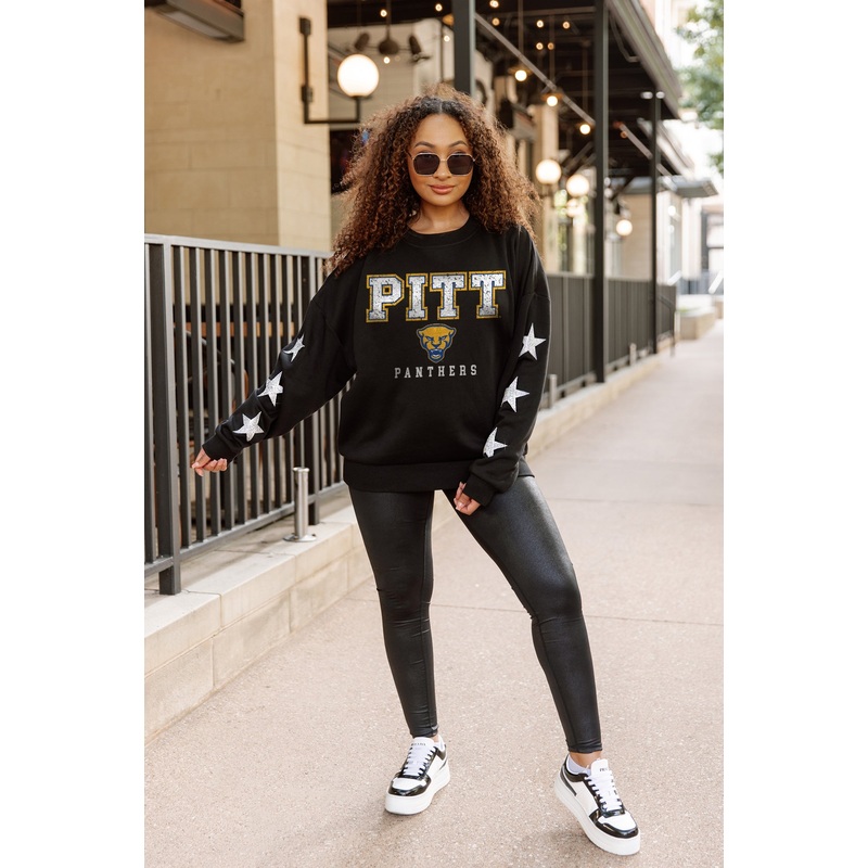 PITTSBURGH PANTHERS VELOCITY STAR EMBELLISHED CREW SWEATSHIRT