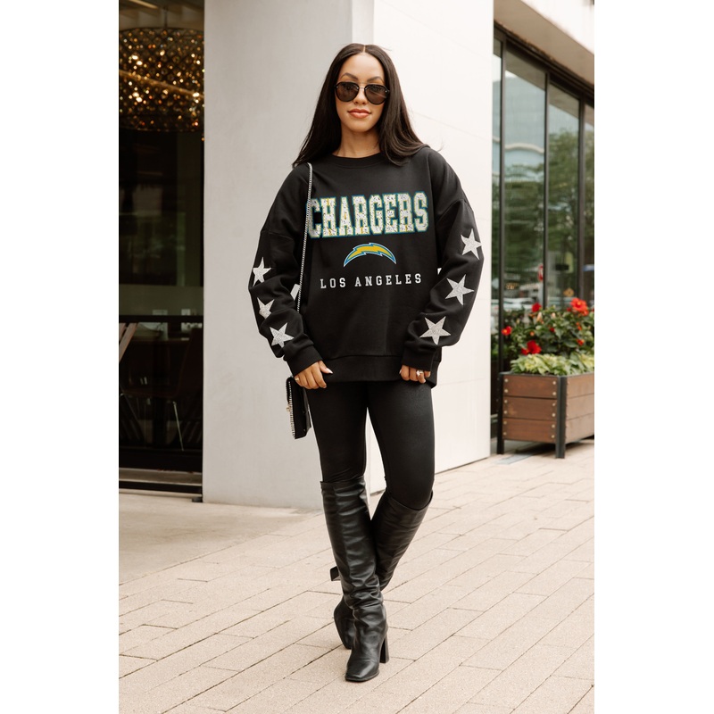 LOS ANGELES CHARGERS VELOCITY STAR EMBELLISHED CREW SWEATSHIRT