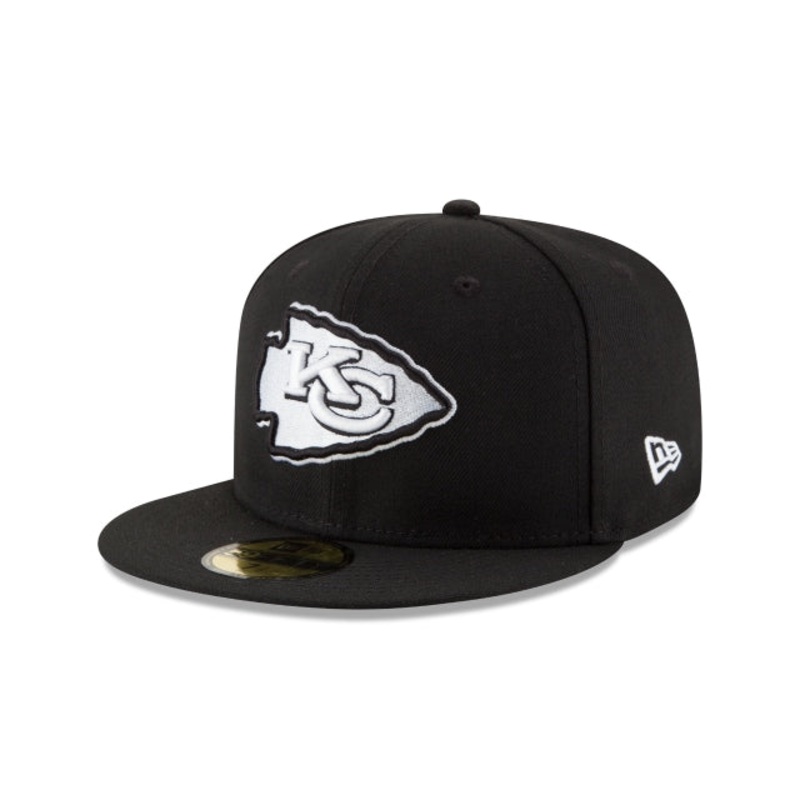 Kansas City Chiefs Black & White 59FIFTY Fitted Hat