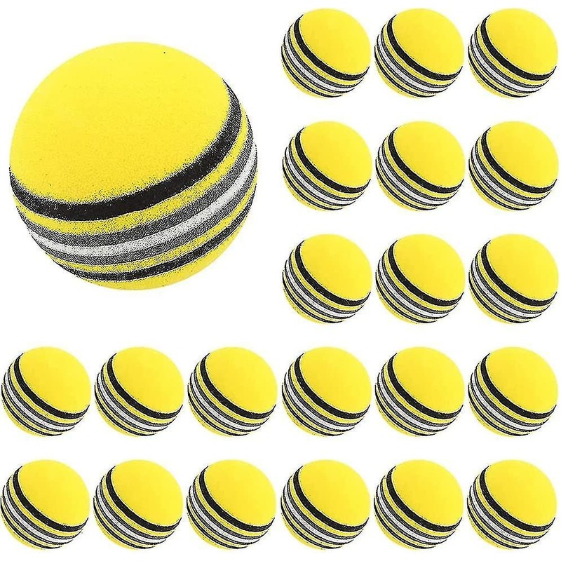 20 Pcs 42mm Foam Golf Practice Balls – Sponge Golf Training Ball Rainbow Sponge Ball Soft For Indoor Or Outdoor Training, Yellow