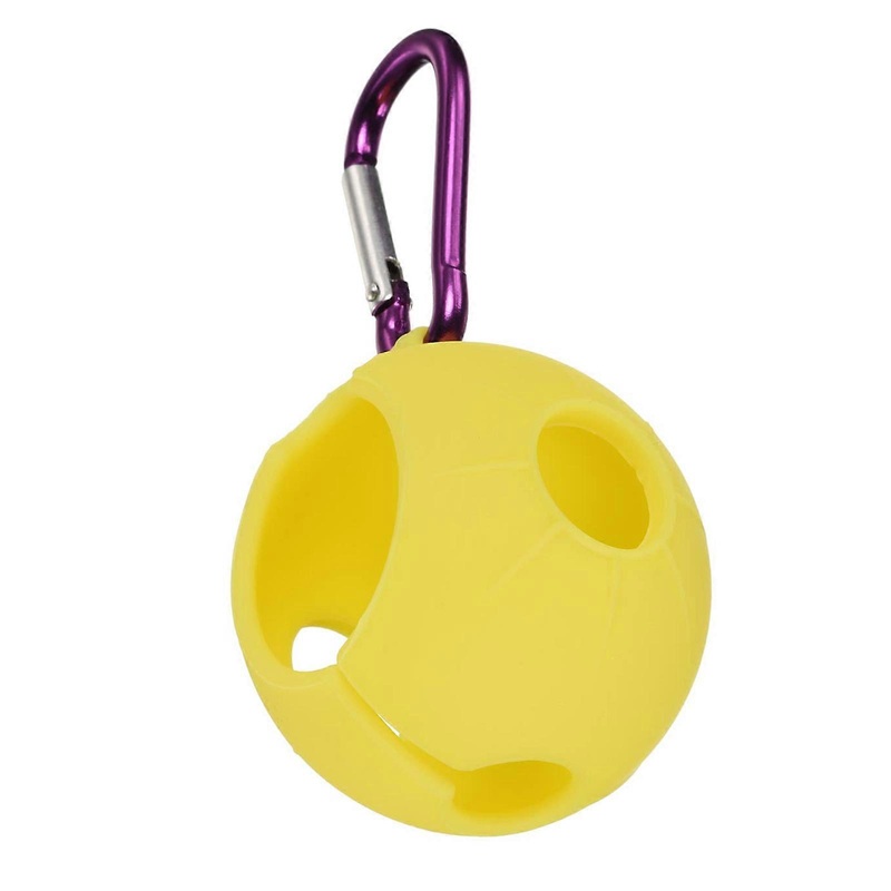 Golf Silicone Balls Sleeve Golf Balls Cover, Golf Balls Protective Bag, Golf Balls Holder Soft Silicone Clip with Hook  Yellow