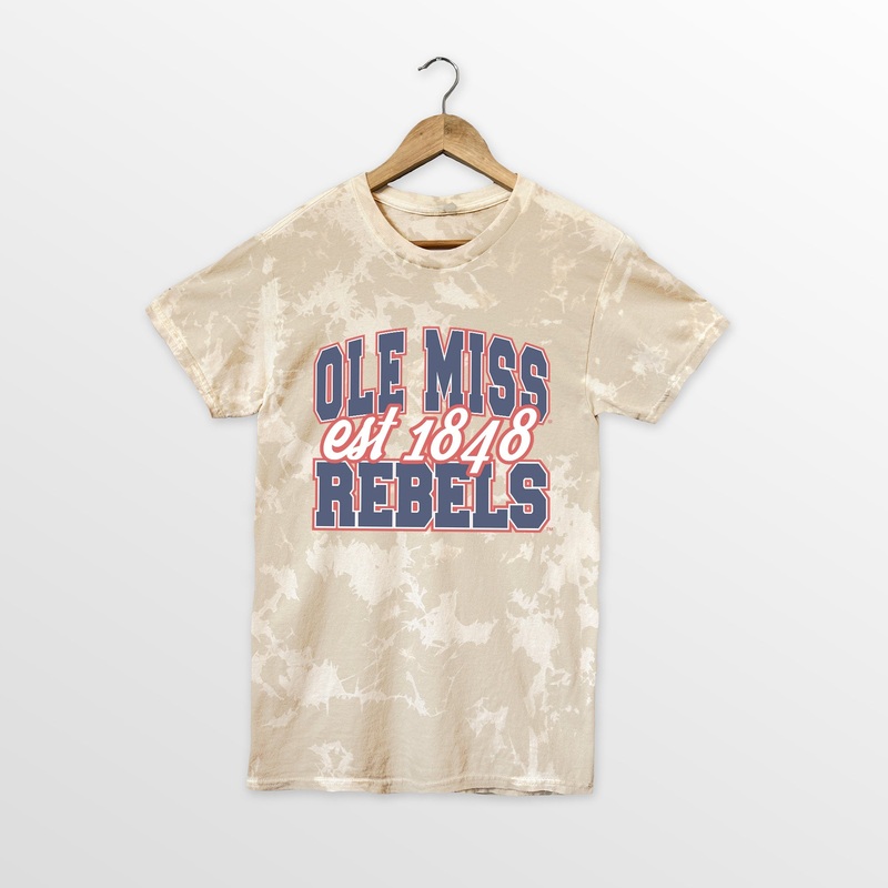 OLE MISS REBELS DEEP ROOTS BLEACH WASH TEE