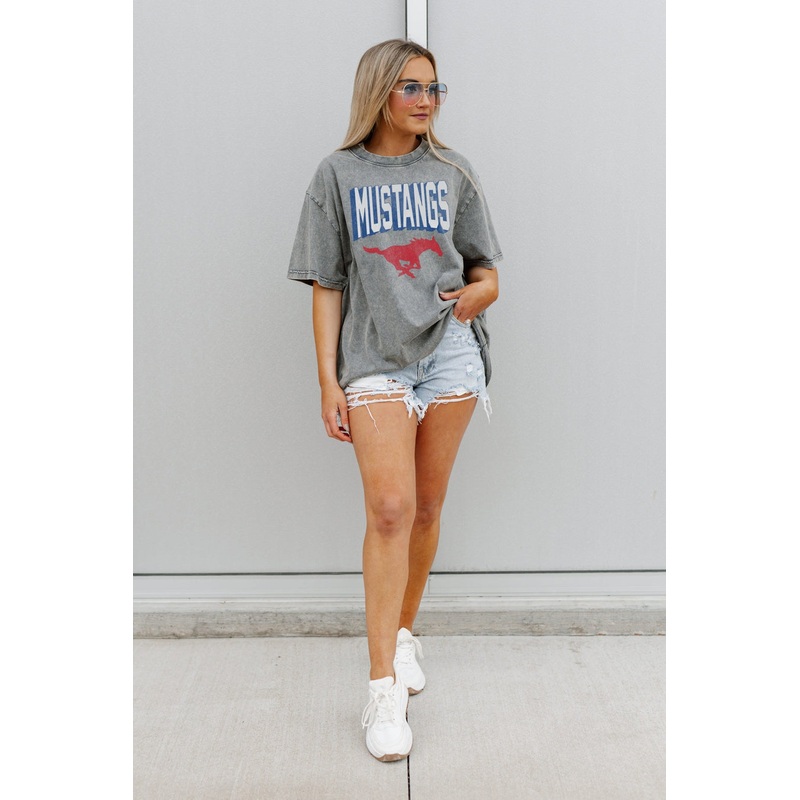 SMU MUSTANGS Solid Defense Oversized Crewneck Tee