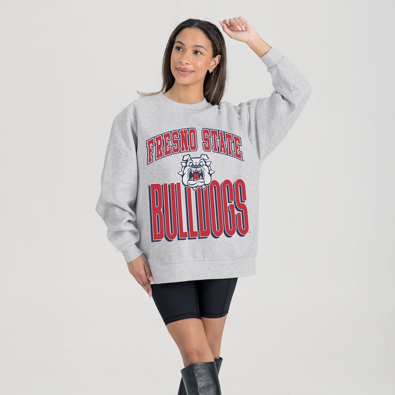 FRESNO STATE BULLDOGS FIERCE FOCUS PREMIUM FLEECE DROP SHOULDER CREWNECK PULLOVER