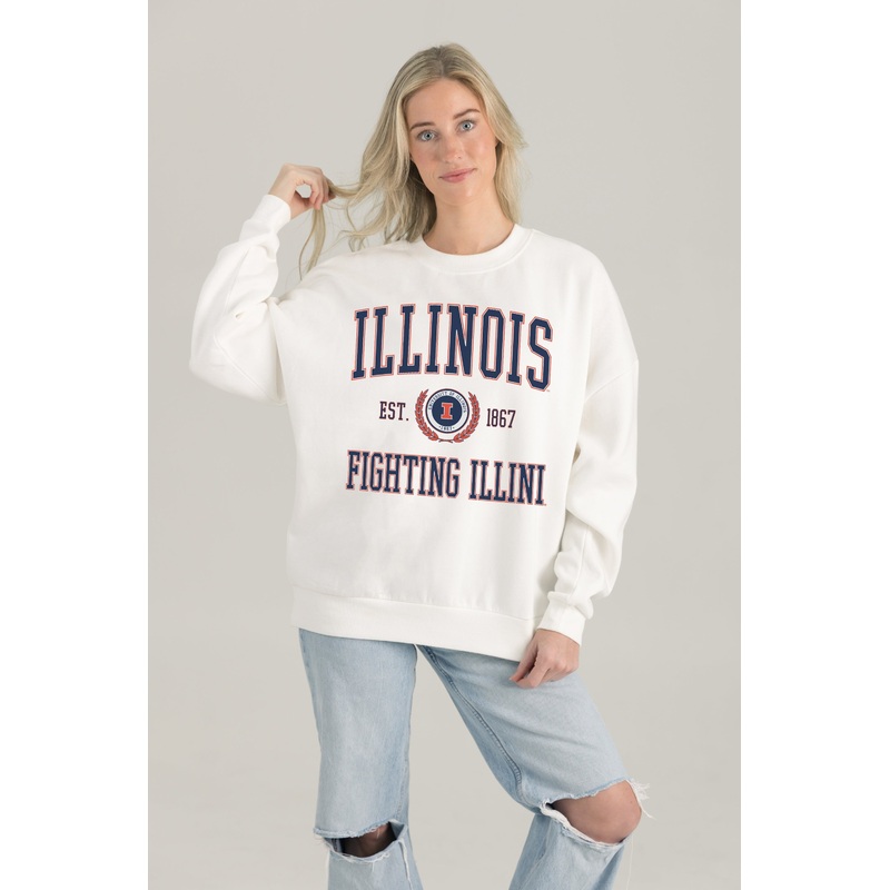 ILLINOIS FIGHTING ILLINI Timeless Triumph Fleece Crewneck Pullover