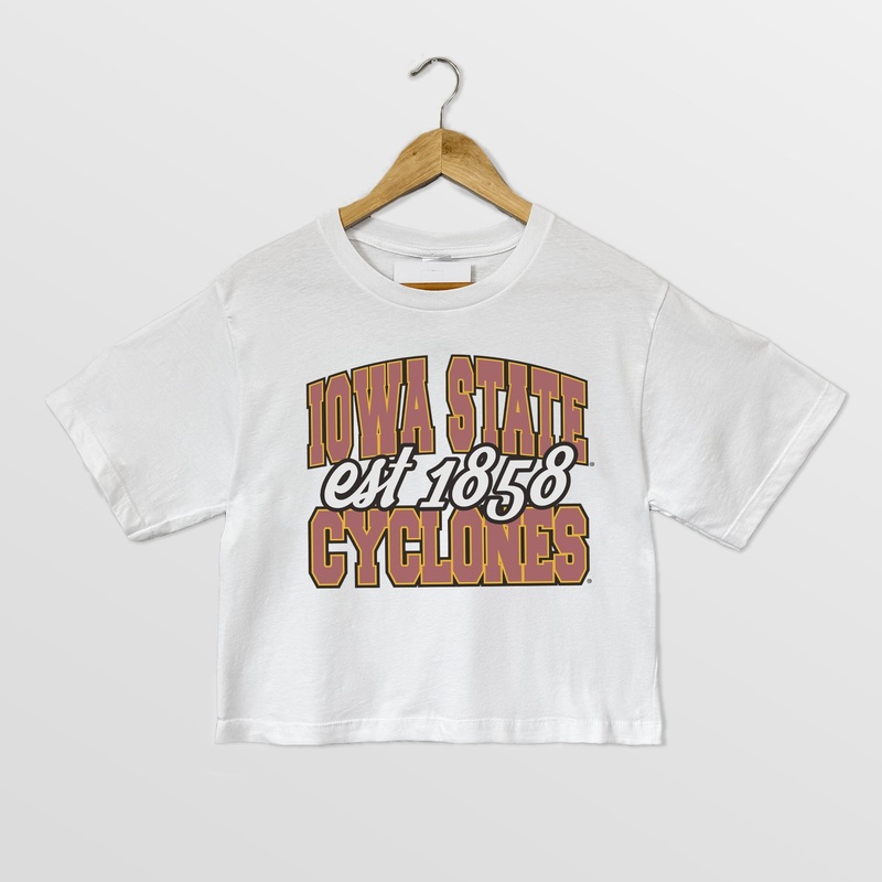 IOWA STATE CYCLONES DEEP ROOTS BOXY FIT WOMEN’S CROPPED TEE