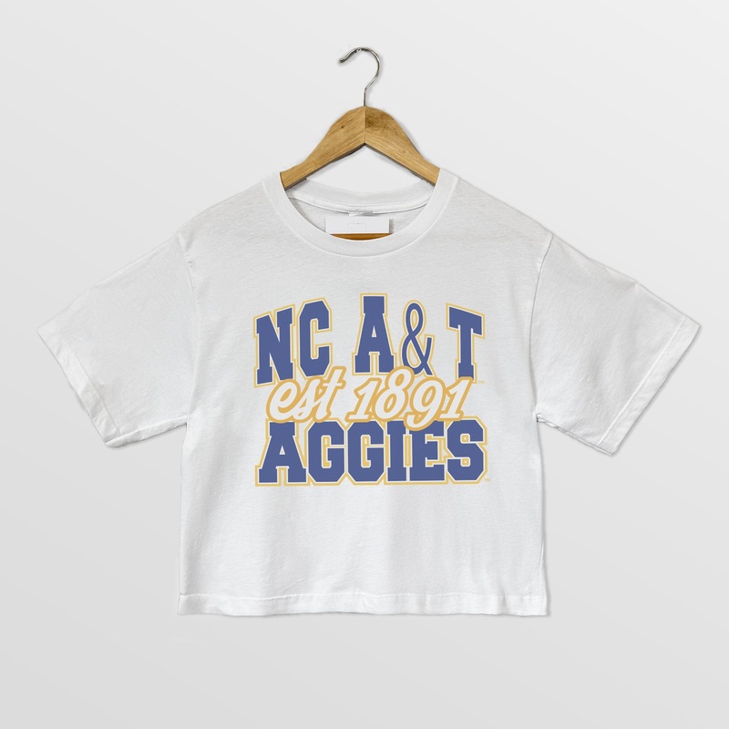 NORTH CAROLINA A&T STATE AGGIES DEEP ROOTS BOXY FIT WOMEN’S CROPPED TEE