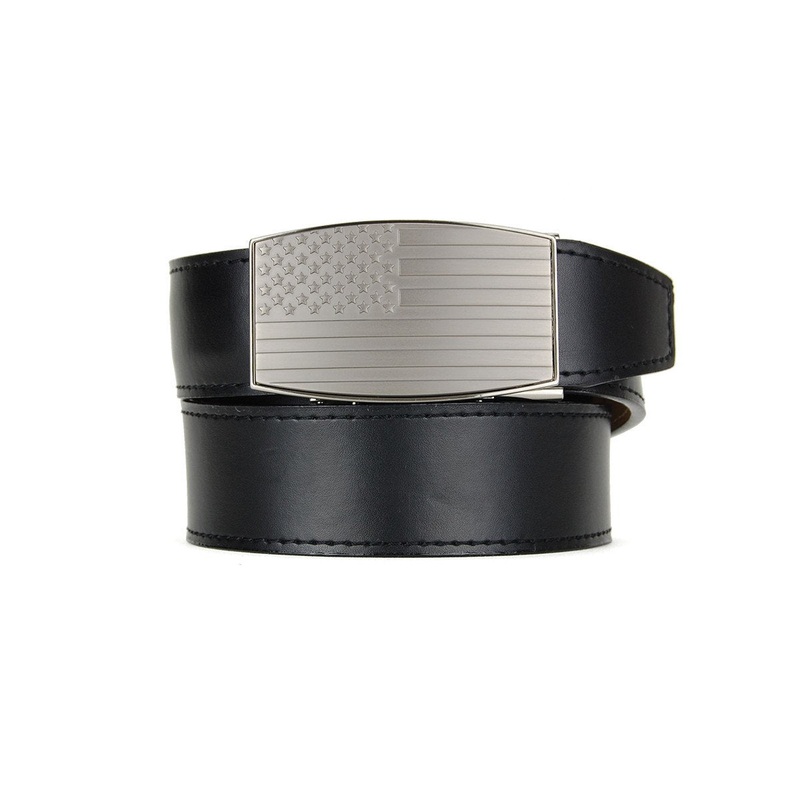 Nexbelt USA Heritage Embossed Pewter Aston Black Dress Belt