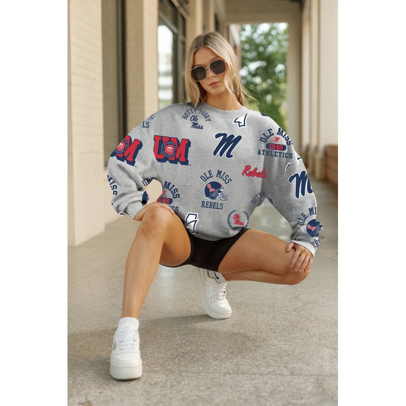 OLE MISS REBELS ALWAYS ON REPEAT PREMIUM FLEECE CREW SWEATSHIRT