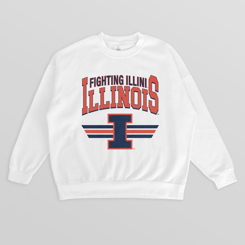 ILLINOIS FIGHTING ILLINI SWIFT STRIKE PREMIUM FLEECE DROP SHOULDER CREWNECK PULLOVER