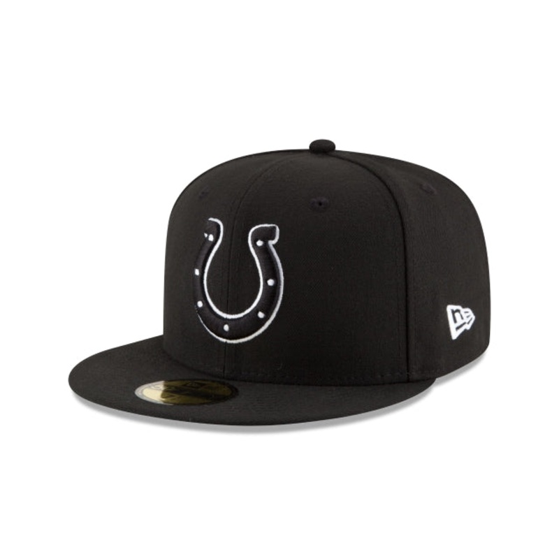 Indianapolis Colts Black & White 59FIFTY Fitted Hat