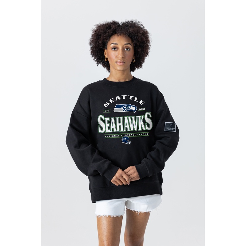 SEATTLE SEAHAWKS Players Only Fleece Drop-Shoulder Crew