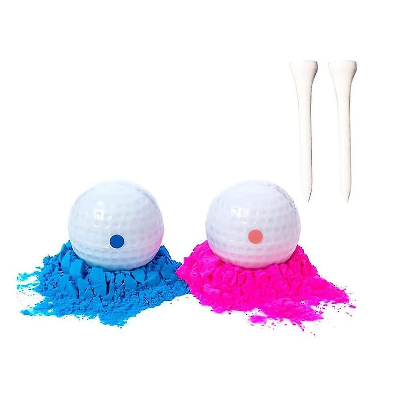2pcs Gender Reveal Golf Balls Exploding Golf Ball Set Blue And Pink Golf Ball Sports Themed Gender Reveal Ball With Powder