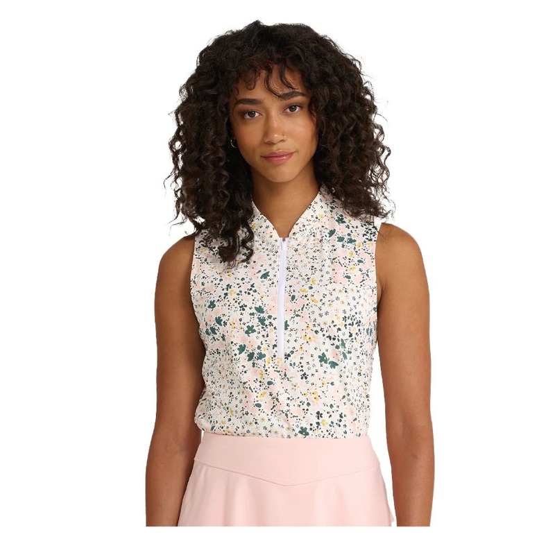 Bad Birdie Women’s Daisy Paisley Blade Collar Sleeveless Polo