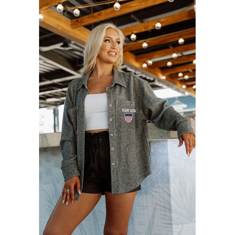 Go For the Gold Button-Down Shacket