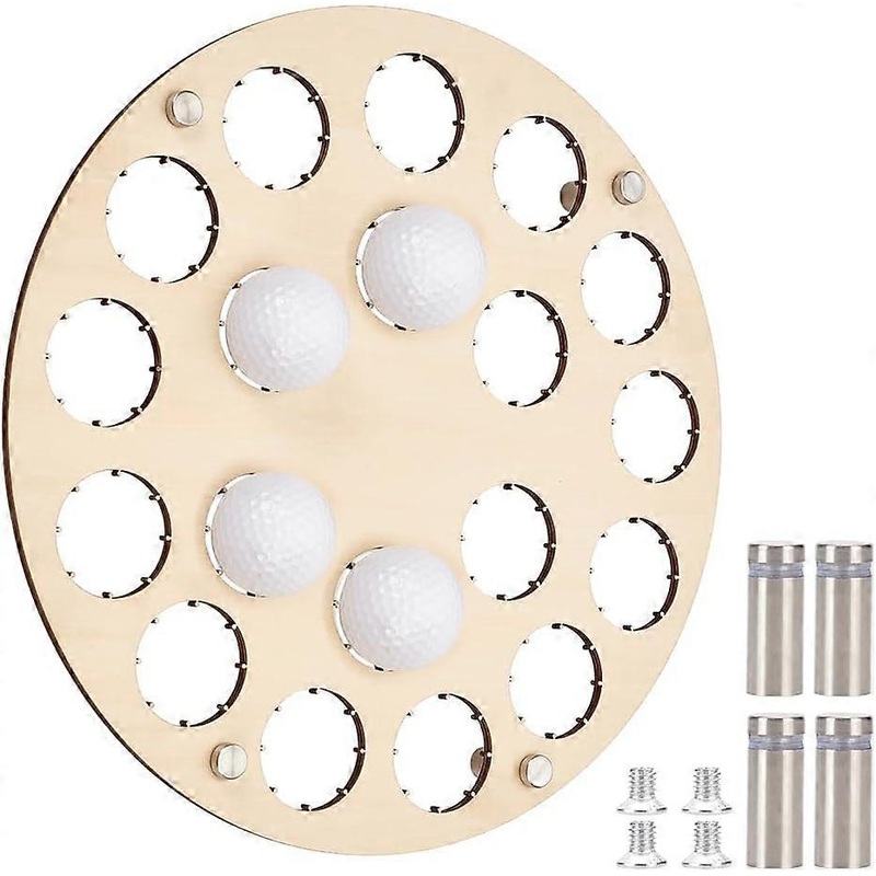 Golf Ball Display Holder Wood 19 Holes Golf Ball Wall Mount Display Rack Golf Ball Collection Organizer Golf Ball Case Golf Ball Accessory Gifts for G