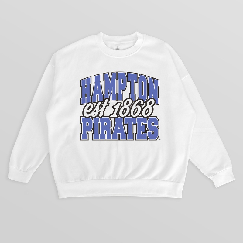 HAMPTON PIRATES FADED FORMATION PREMIUM FLEECE DROP SHOULDER CREWNECK PULLOVER