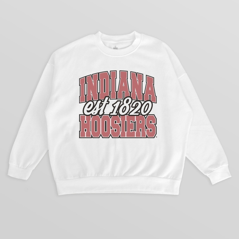 INDIANA HOOSIERS FADED FORMATION PREMIUM FLEECE DROP SHOULDER CREWNECK PULLOVER