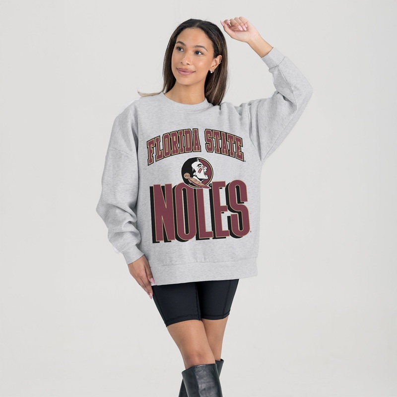 FLORIDA STATE SEMINOLES FIERCE FOCUS PREMIUM FLEECE DROP SHOULDER CREWNECK PULLOVER